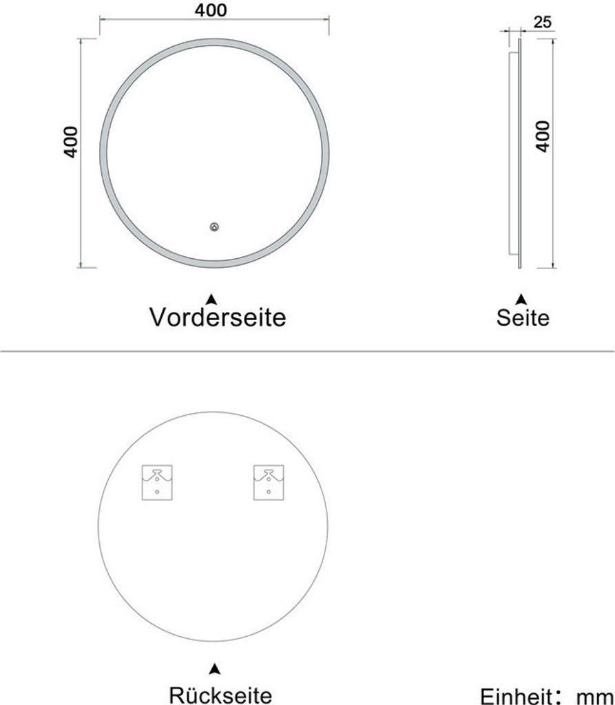 Badspiegel rund 40cm Warm/Neutral/Kaltweiß dimmbar Memory Produktbild 9