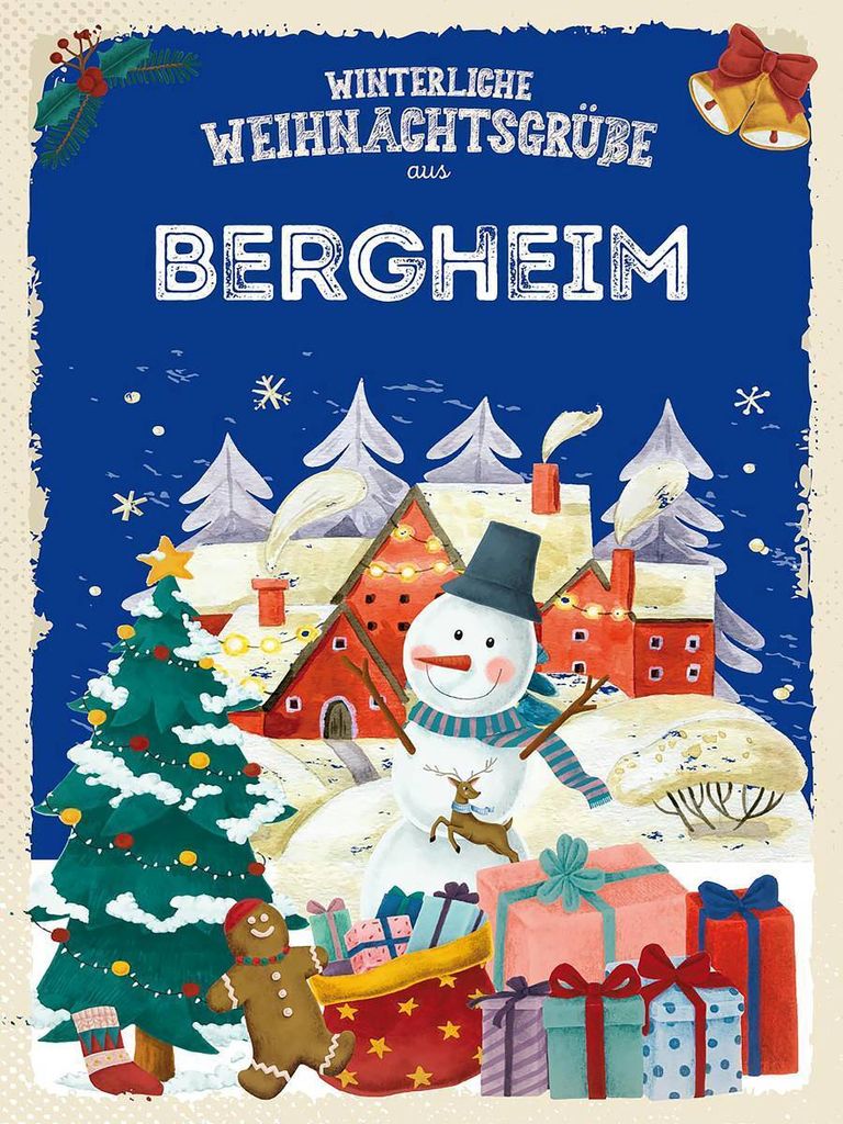 vianmo Holzschild 40x30 cm Weihnachtsgrüße BERGHEIM