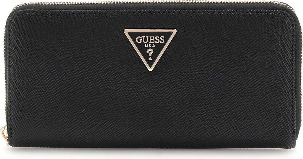 Petit Portefeuille Femme Guess Laurel Card&Co Noir en Simili Cuir Grainé