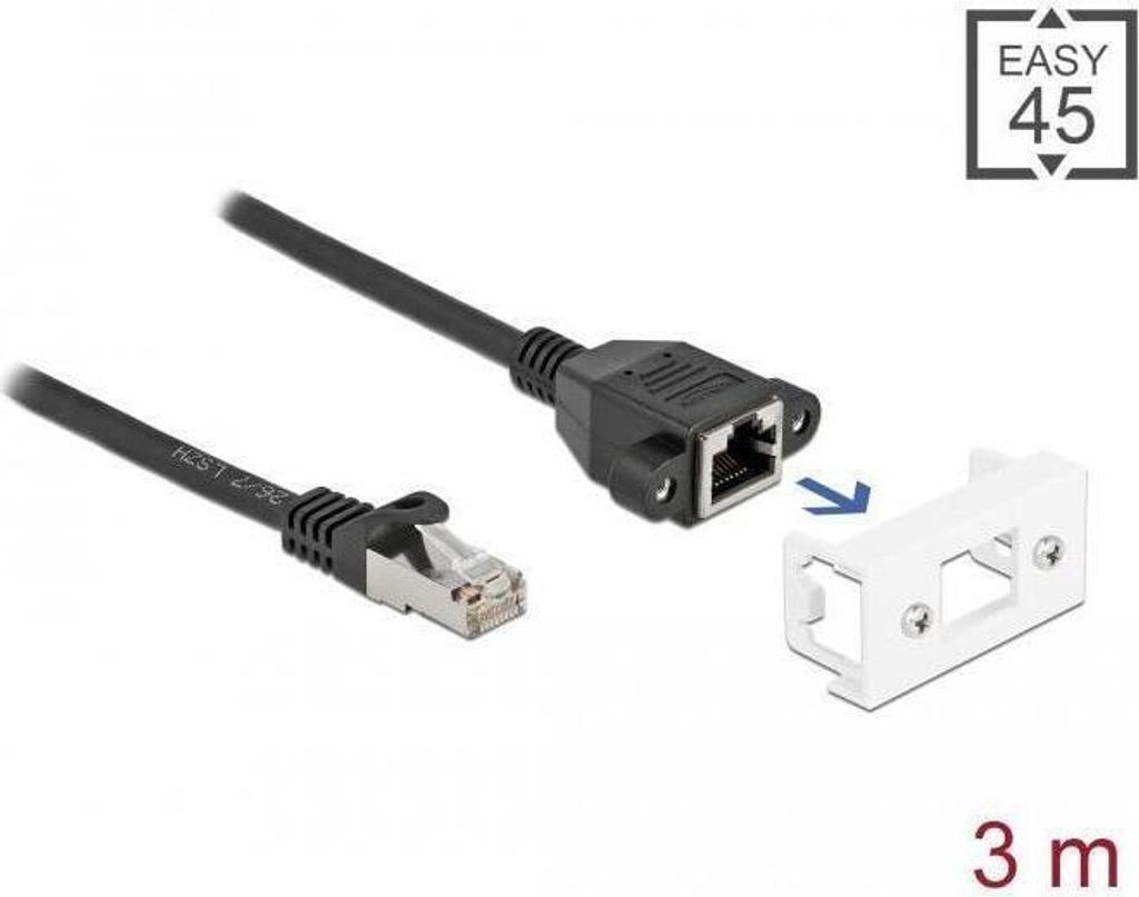 Netzwerkverlängerung Easy 45 S/FTP RJ45 Cat.6A 3m schwarz