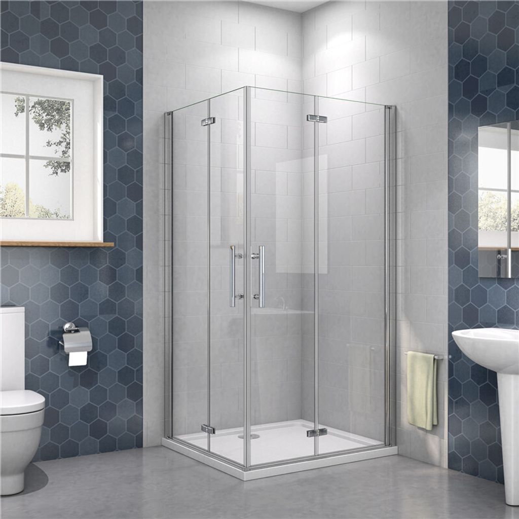 B.70x76cm H.185cm Falttür eckdusche Duschkabinen 6mm NANO ESGglas Pendeltür Duschabtrennung Eckeinstieg Dusche