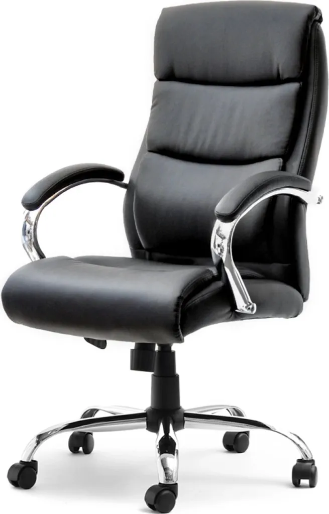 Chaise de bureau LUCIANA en métal chromé et similicuir noir design