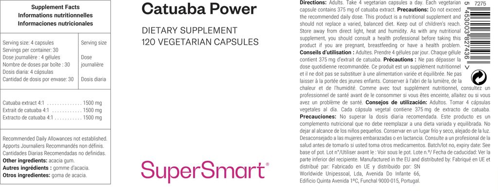 SuperSmart Catuaba Power Dietary Supplement - 120 Vegi-Kaps