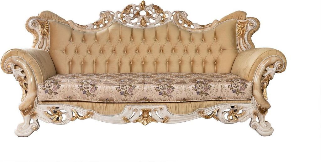 Chesterfield Barock Dreisitzer Couch Möbel Sofa Couchen Stoff Beige