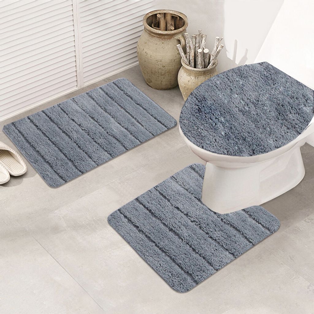 3tlg Badematten Set - Streifen Eppich Badvorleger Produktbild 5