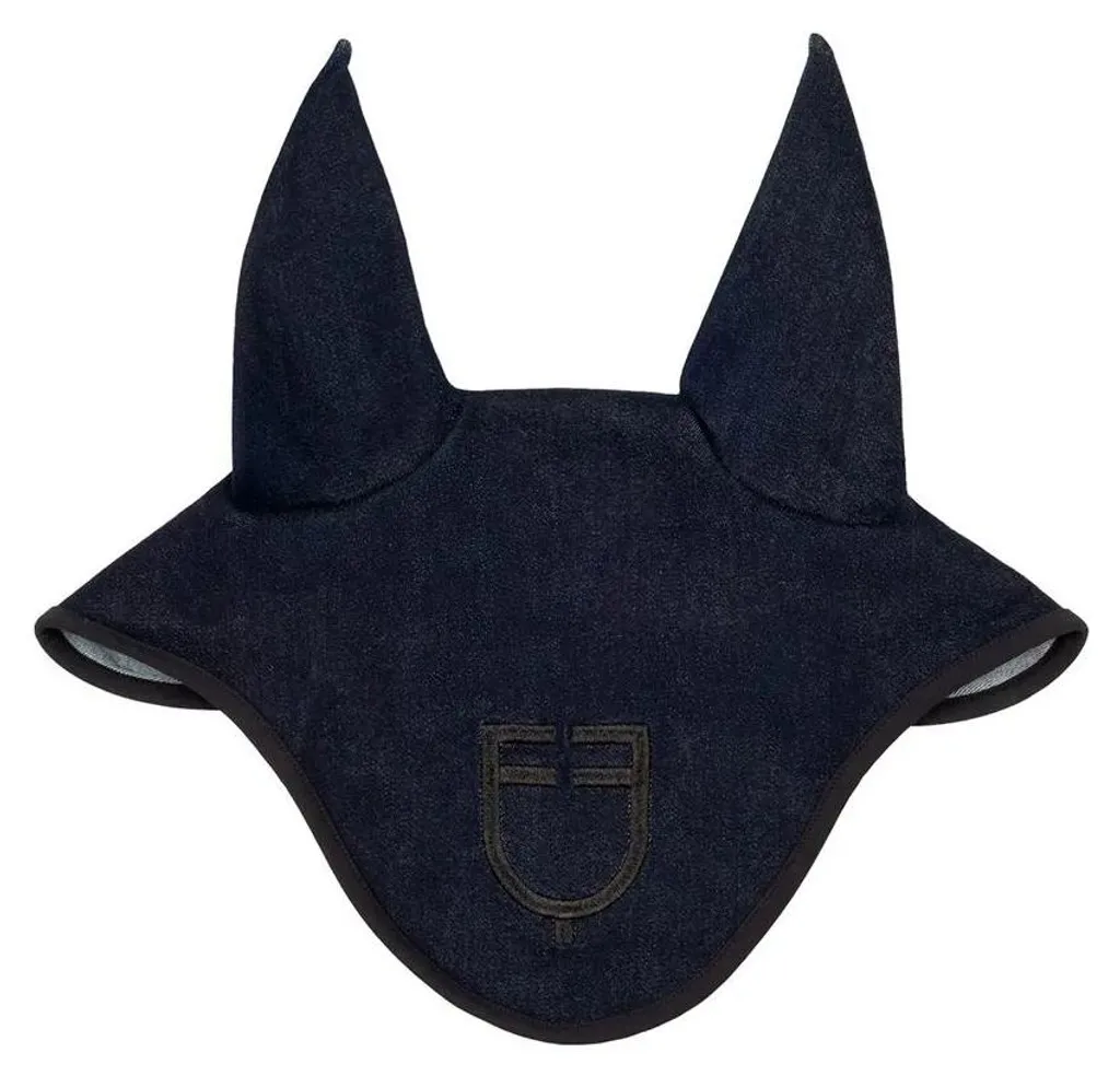 Couvre-tête Equestro Denim Full Blue - Bonnet de Protection pour Cheval