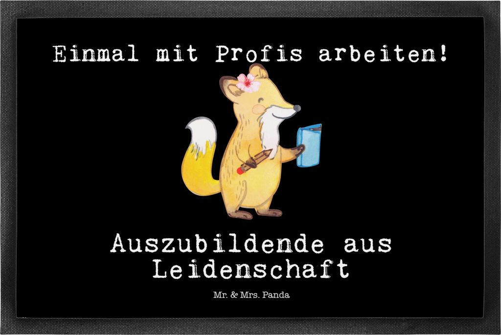 Mr. & Mrs. Panda fußmatte Auszubildende Leidenschaft 40 x 60 cm - Schwarz - Geschenk, Schmutzmatte, Spruch, Bodenvorleger, abstreifer, Schmutzfän...