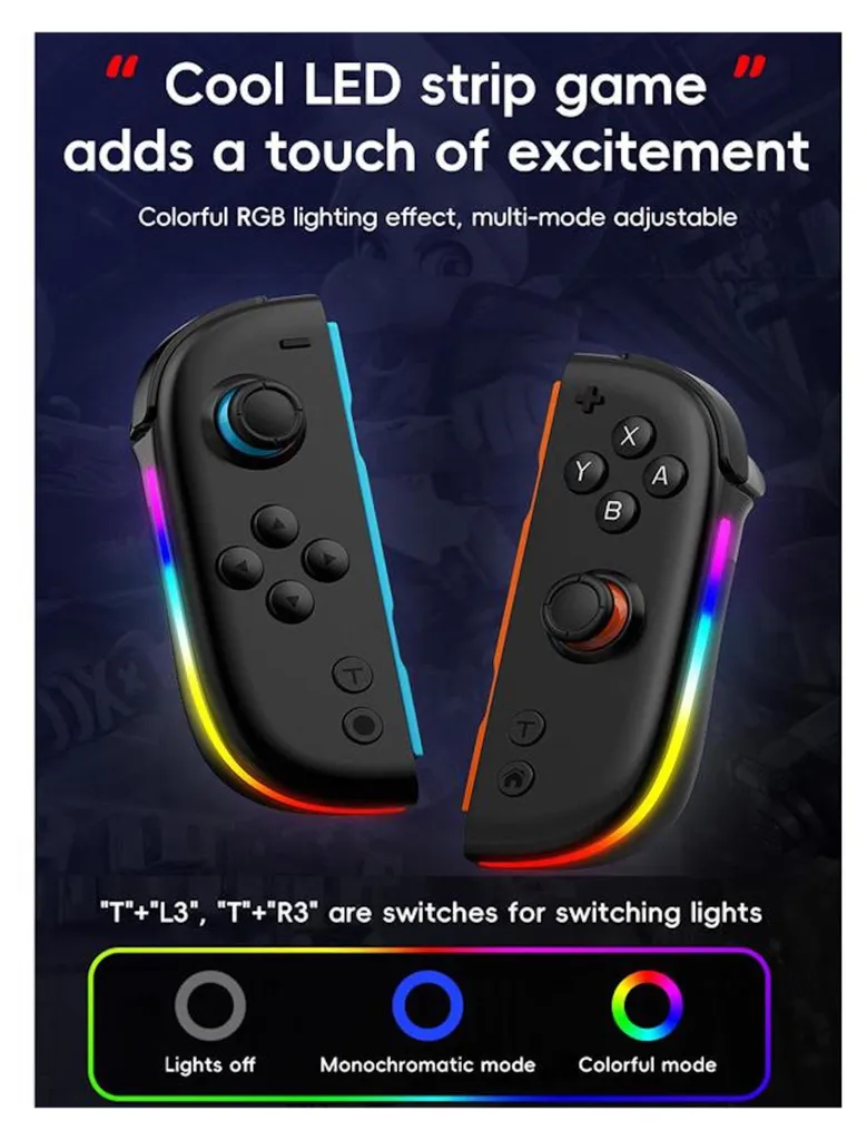 Manette split Switch anti-drift avec sticks Hall et RGB noir - 5