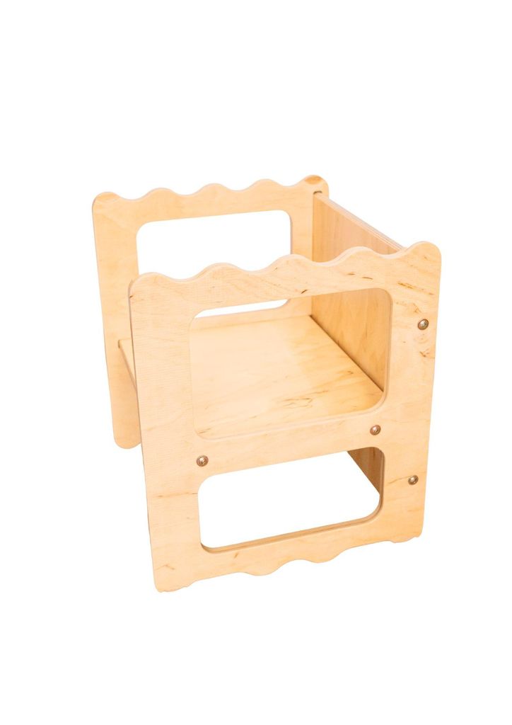 Montessori Hocker 5in1 – Lernturm Tisch Stuhl Regal – Kinder Möbel Holz – 3 Sitzhöhen – EU ab 12 Monat
