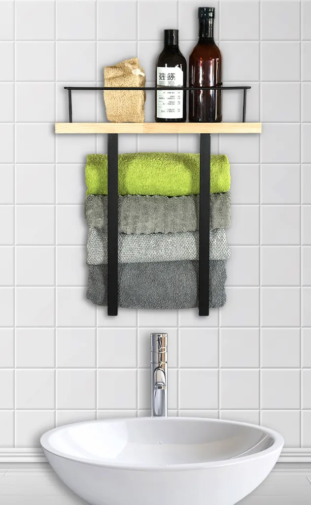 Appendiabiti Da Parete In Legno Massello Con 5 Ganci Rotondi - Salvaspazio Per Bagno, Cucina, Ingresso - Per Cappelli, Asciugamani, Vestiti