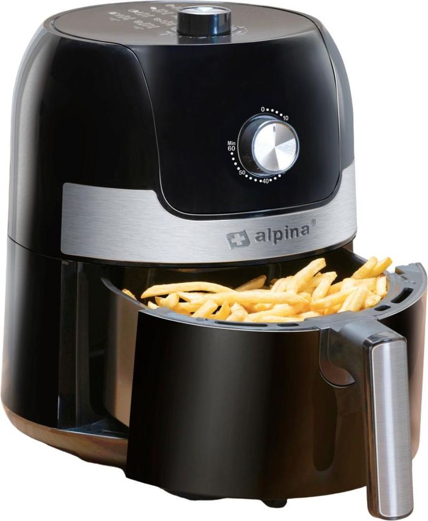 alpina Airfryer 3.5L - Heißluftfritteuse 1-4 Personen - Air Fryer mit Timer-Funktion - einstellbare Temperatur 80 bis 200 Grad - Heißluftofen 1400W