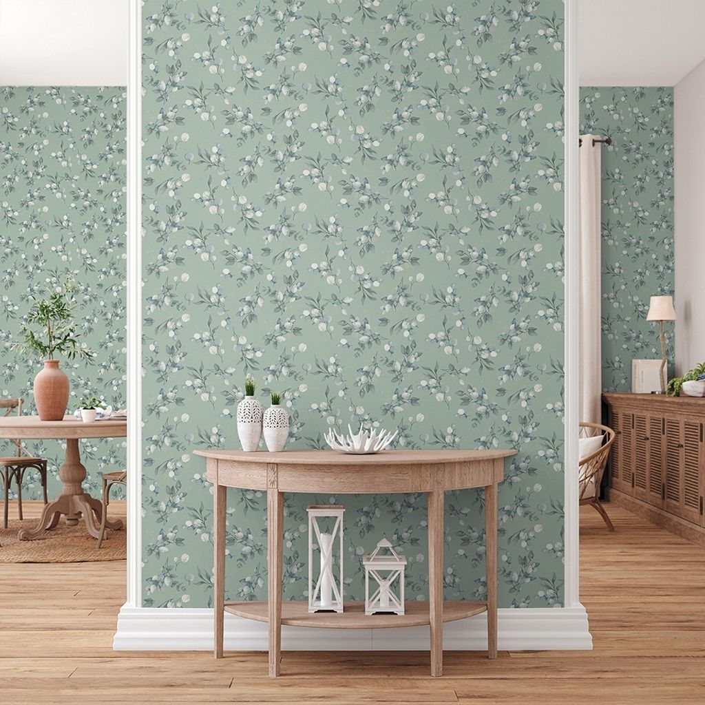 Tapete Valentin Blumen M1-No.11245 Vlies Grün Grau Tadessi 10.05 m x 0.53 m