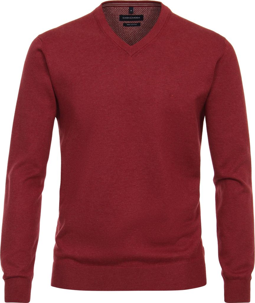 CASAMODA Herren Pullover V-Neck Regular-Fit Rot 3XL