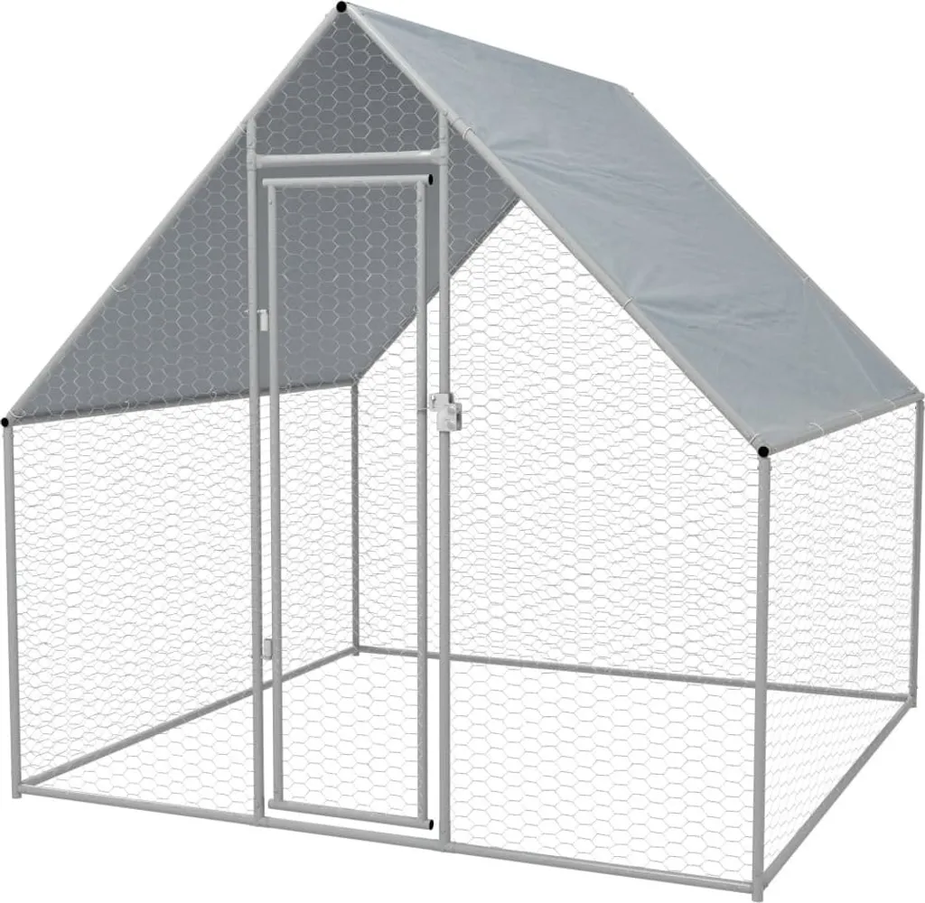 Cage à poules robuste 2x2m avec toit protecteur et acier anticorrosion