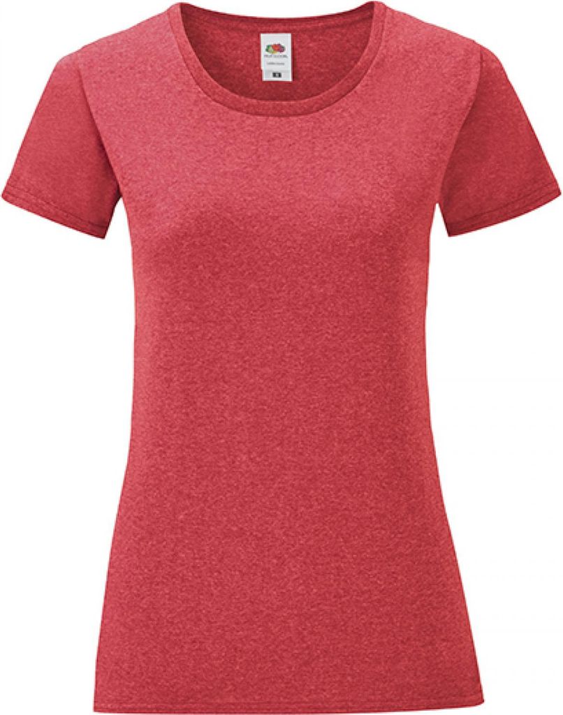 Fruit of the Loom 61-432-0 | Damen Iconic T, 100% gekämmte, ringgesponnene Baumwolle - Farbe: Heather Red - Größe: XL