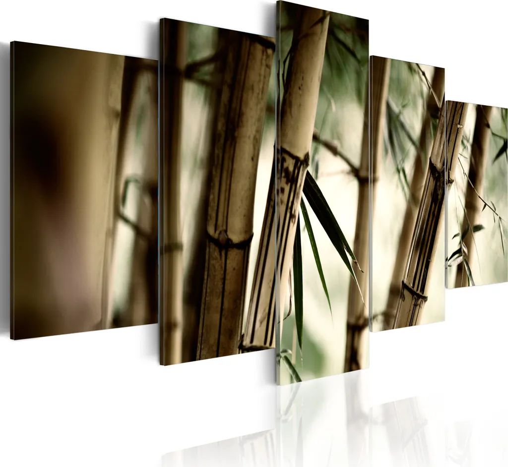 Quadro Moderno Natura Bambù 200x100 XXL - Set 5 Pezzi Arredo Zen - 1