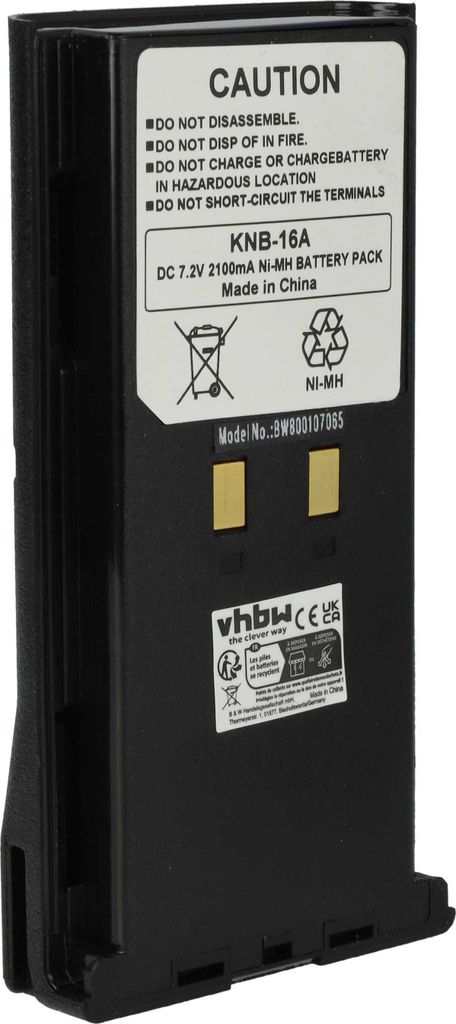vhbw Akku kompatibel mit Kenwood TK-490, TK-5400, TK-481, TK-480, TK-390, TK-410 Funkgerät, Walkie Talkie (2100 mAh, 7,2 V, NiMH)