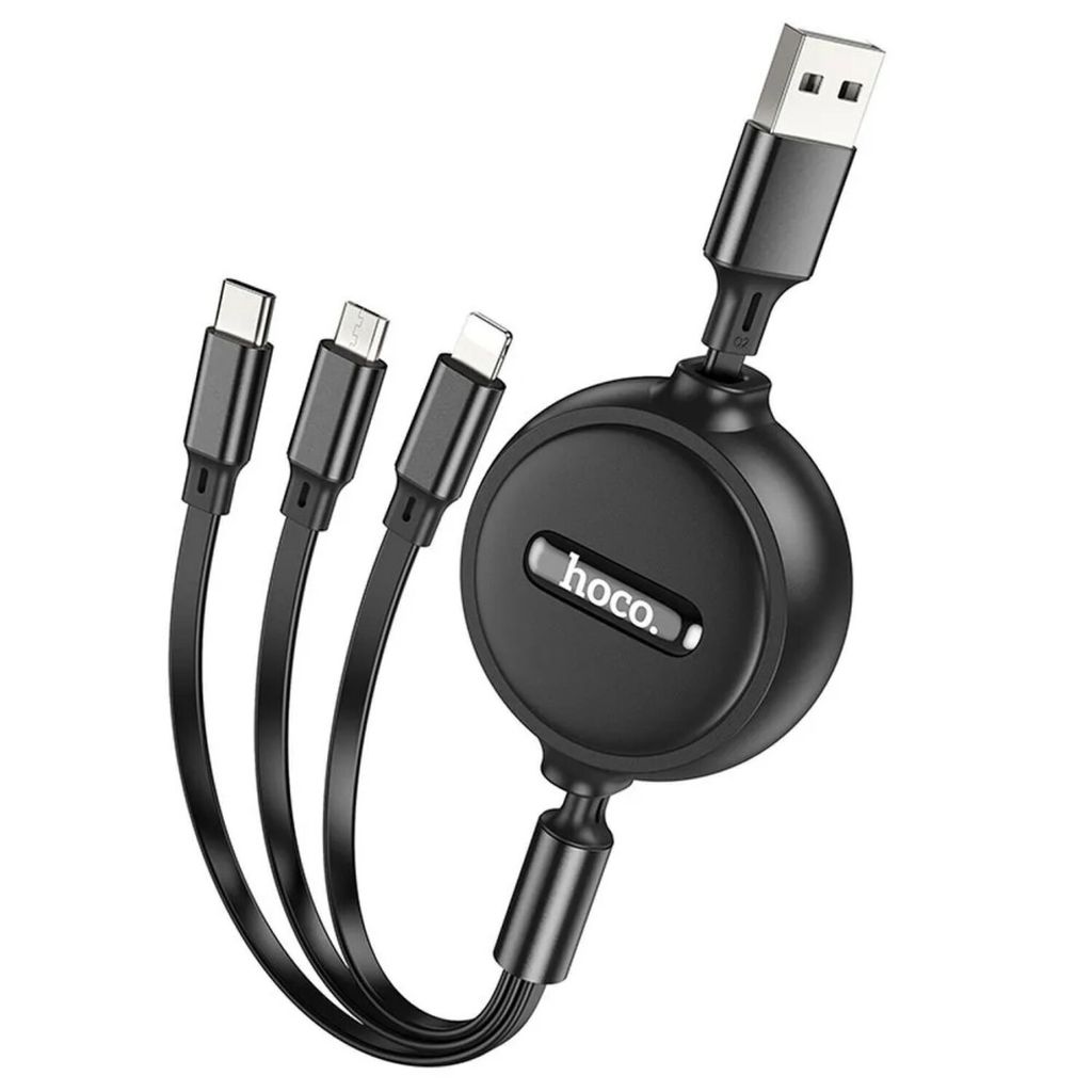 HOCO 3-in-1 USB A zu Lightning / Micro USB / Typ C 2A Kabel X75 1 m schwarz