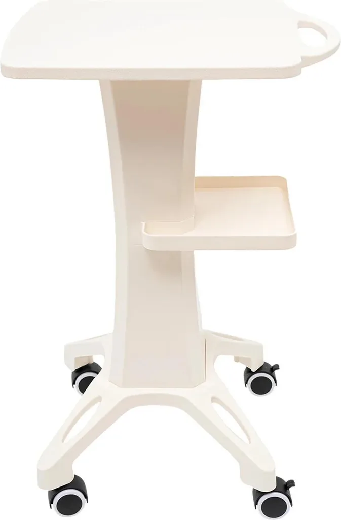 Trolley de service mobile blanc à 2 étages pour matériel professionnel