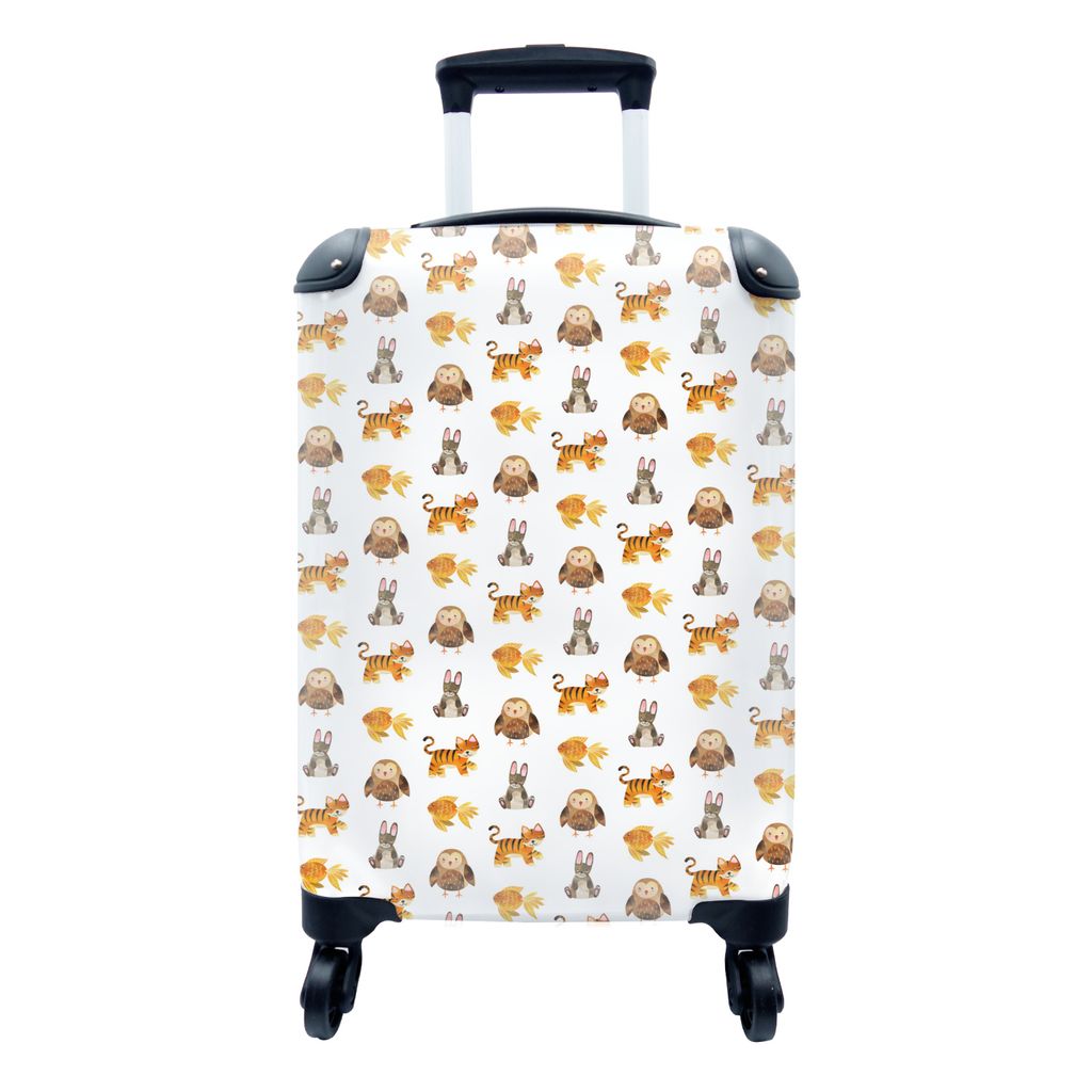 MuchoWow Koffer Handgepäck Trolley Rollkoffer Kleine Reisekoffer mit 4 Rollen - Tiere - Muster - Farben - Cabin Size < 55x40x23 cm & 55x40x20 cm...
