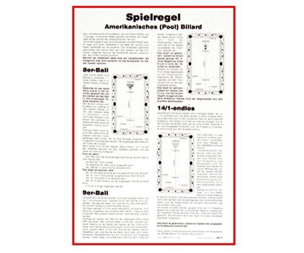 Spielregel Pool auf Karton mit Aufhängung Produktbild 