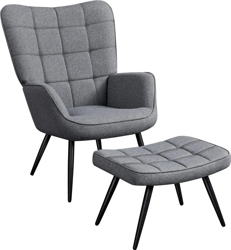 Fauteuil ergonomique 614002 gris foncé avec repose-pieds contre la fatigue