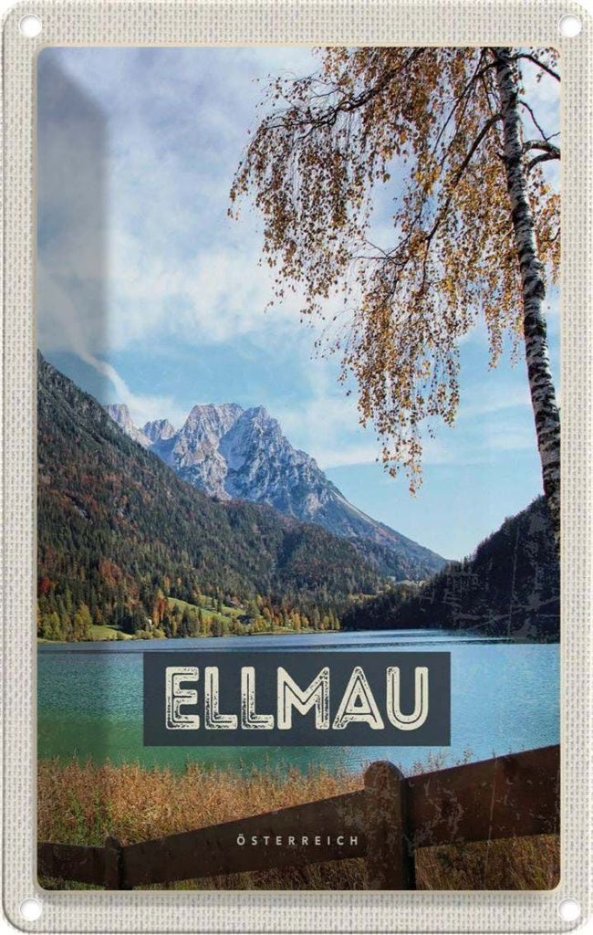 vianmo Blechschild 30x20 cm Ellmau Österreich Berge See Natur Bildmotiv Reisemotiv Abenteuer Reisen Urlaub