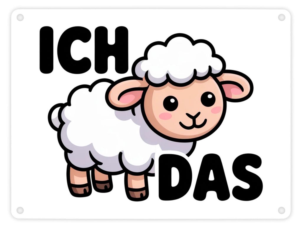 Niedliches Schaf - Ich schaf das Metallschild in 15x20 cm für die Motivation