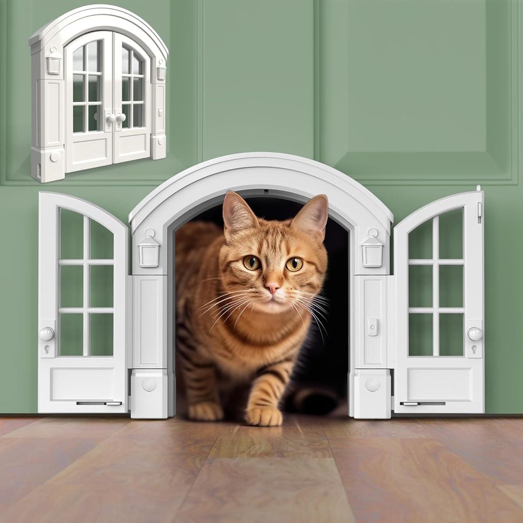 Stilvolle Kattendeur ohne Klep - Elegante Französische Tür für Katzen bis 20 Pfund mit einfacher Installation