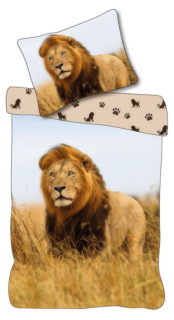 Löwe - Wende-Bettwäsche-Set, Raubkatze 135x200 & 80x80 Produktbild 