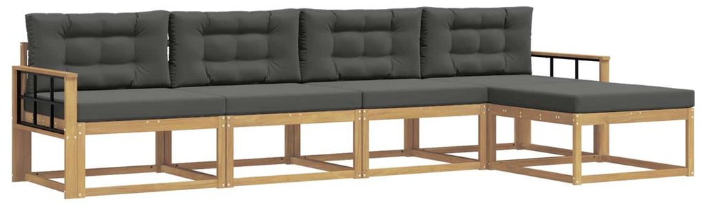 “2026 Modern“ Braun Outdoor-Sofagarnitur 4 pcs Weiß und Anthrazit Polyester - Designermöbel 69865 - Gartensofas