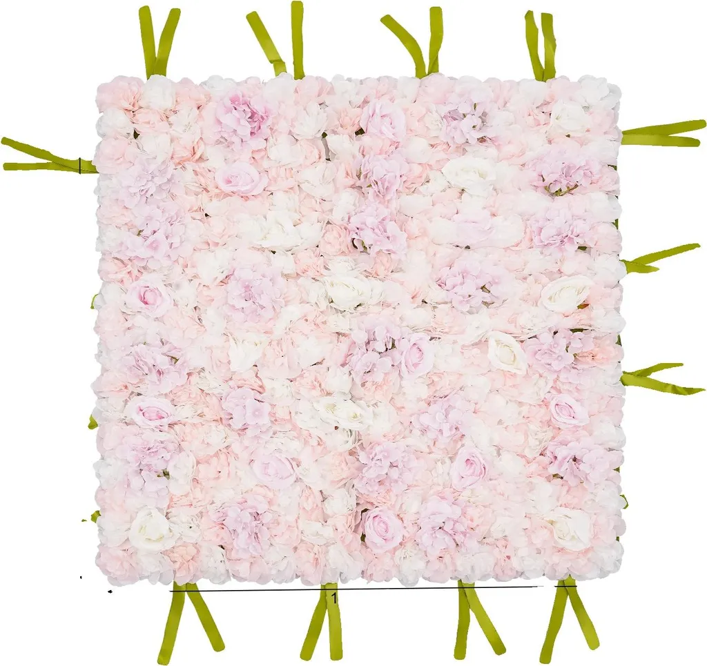 Panneau floral artificiel traité UV roses et hortensias 60x40 cm