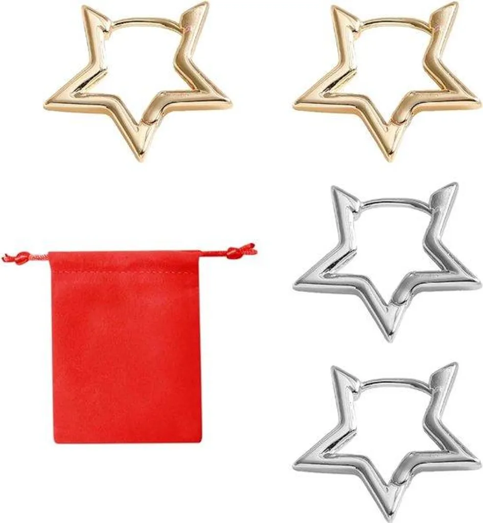 Boucles d'oreilles puces étoiles en or jaune brossé pour femme