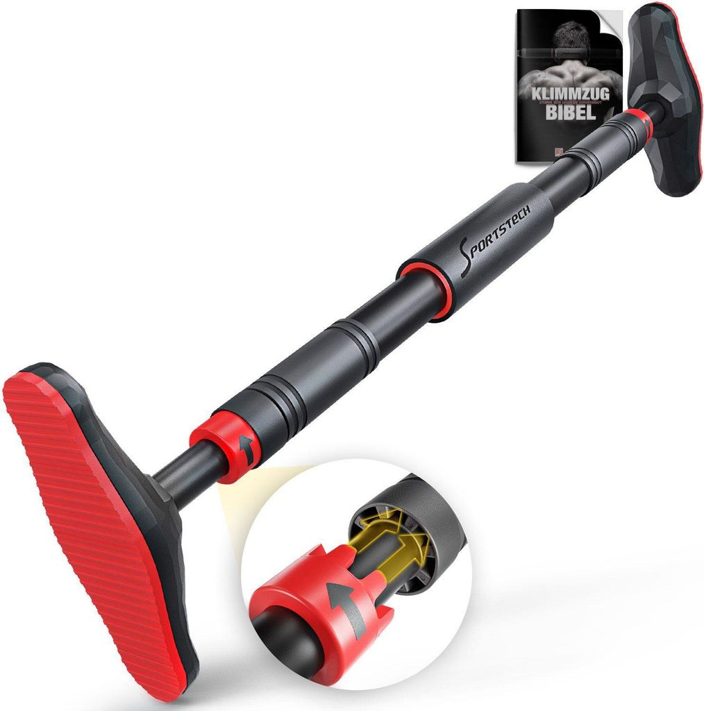 Sportstech Klimmzugstange KS270, Anti-Rutsch Griffe, Innovativer Gear-Lock