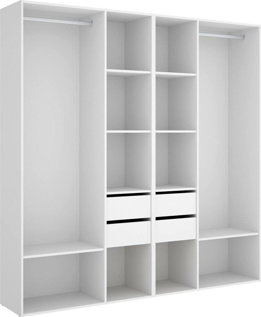 Großer Kleiderschrank Brento, Schlafzimmermöbel, Schrank, Garderobe, 196x45 h205 cm, Weiß und Eiche
