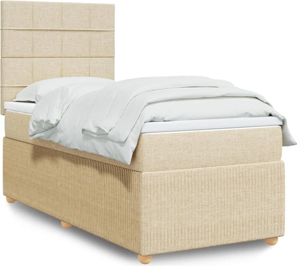 Maison Exclusive - Boxspringbett mit Matratze Creme 100x200 cm Stoff