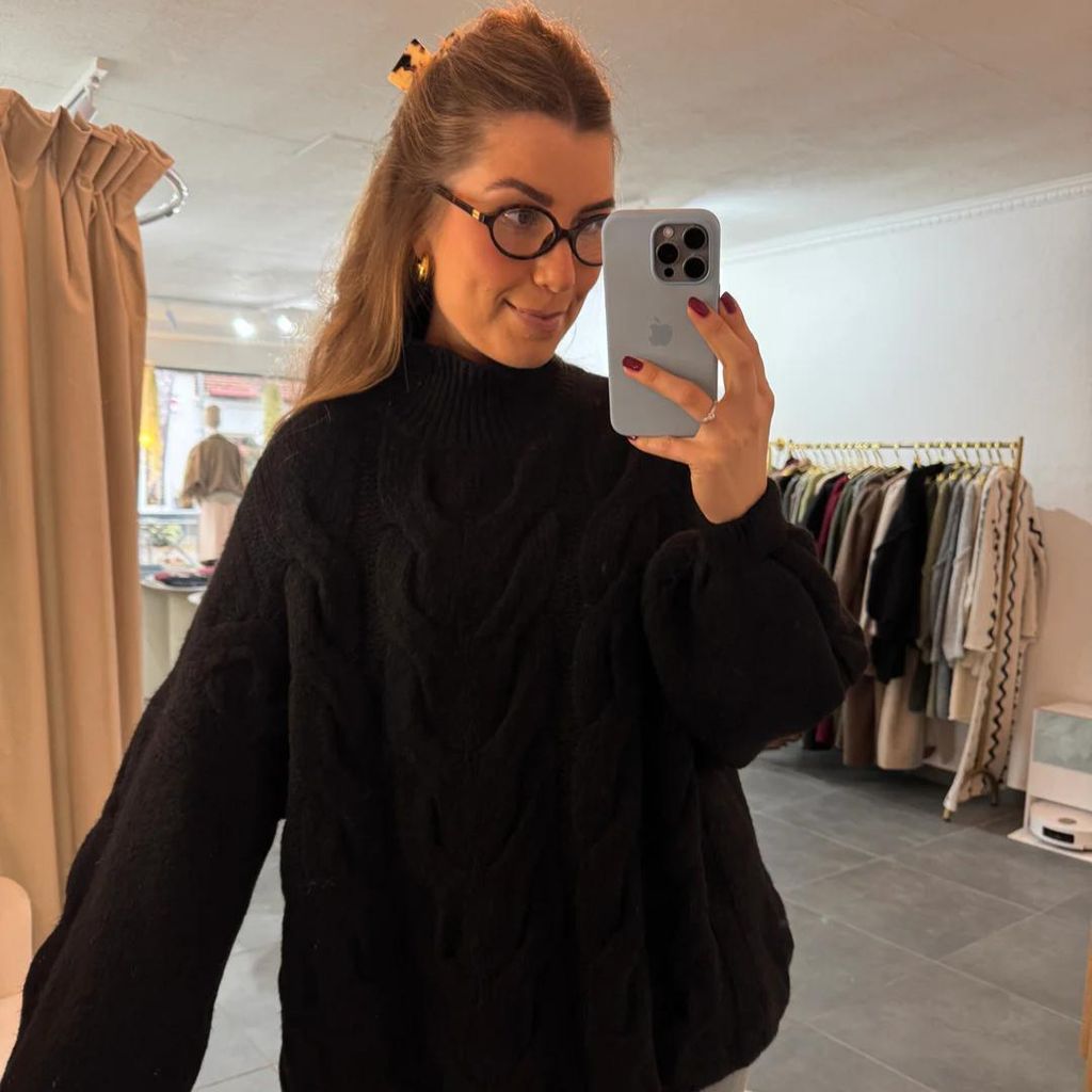 Grobstrickpullover Damen "Anne" Schwarz Damenpullover, oversize Pullover , für Frauen Pullover, Sweatshirt für Damen, Winterpullover Fledermausä...
