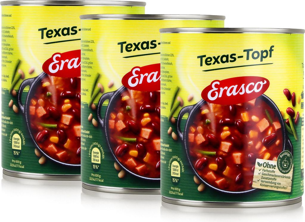 Erasco Texas-Topf 800g Fertigessen (3er Pack)