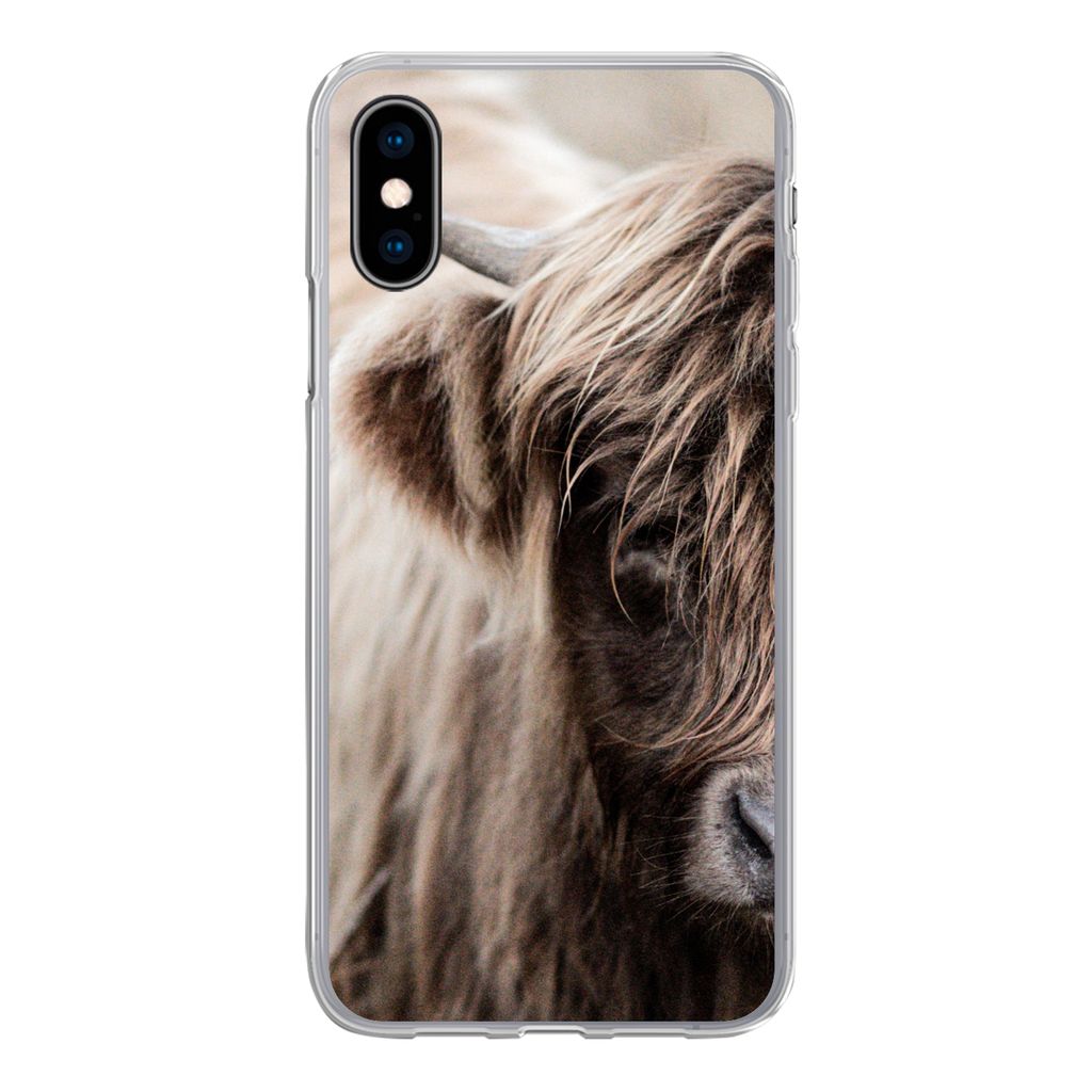 MuchoWow Handyhülle Schutzhülle Hülle für iPhone X Schottischer Highlander - Kuh - Vlies Silikon Softcase Handy Hülle - Handyhülle
