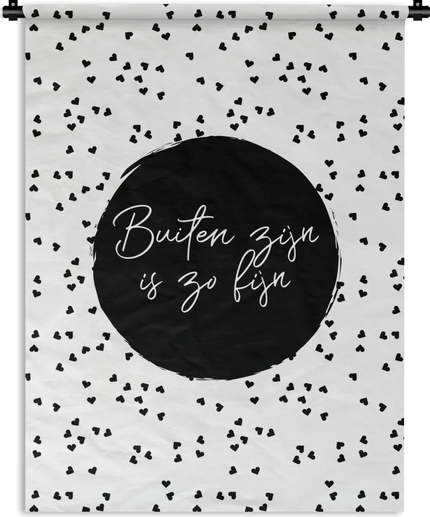 MuchoWow Wandteppich Wandbehang Draußen sein ist so schön - Text - Garten - Zitate 120x160 cm Tapisserie Dekoration Wandtuch - Wohnzimmer - Mod...