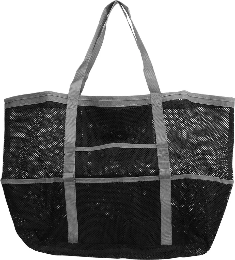 Borsa da Spiaggia a Tracolla in Nylon Grigio: Pieghevole e Multifunzionale