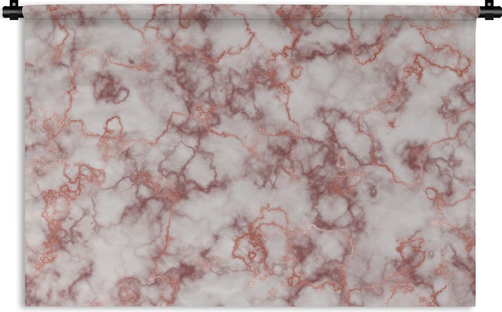 MuchoWow Wandteppich Wandbehang Marmor - Weiß - Rot 150x100 cm Tapisserie Dekoration Wandtuch - Waschbar - Tapisserien - Wand-Decke