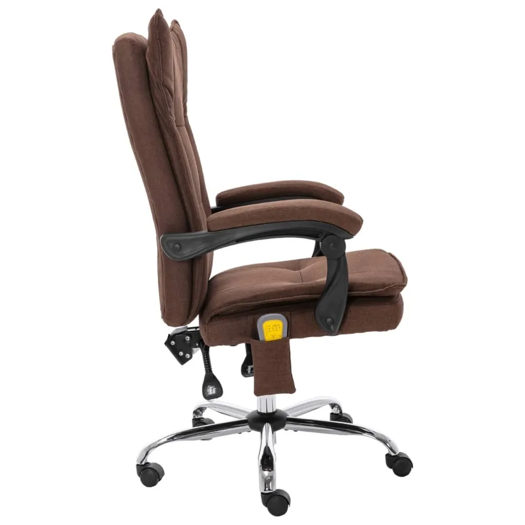 Chaise de bureau de massage inclinable avec télécommande et tissu marron - 3