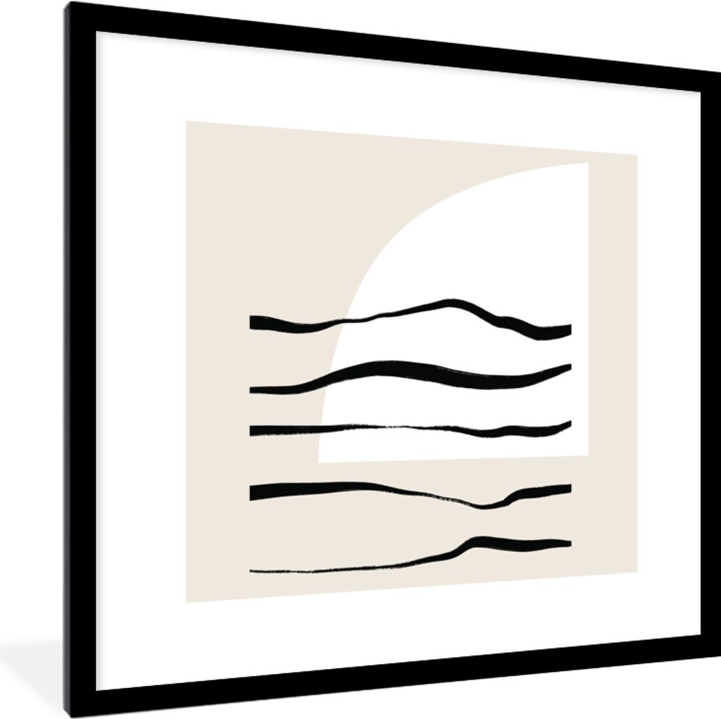 MuchoWow Gerahmtes Poster Abstrakt - Linie - Pastell 40x40 cm - Poster mit Schwarzem Bilderrahmen Wandposter Rahmen Foto Bilder - Poster - Plakat...