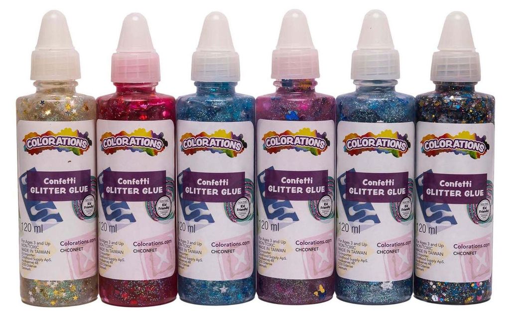 Colorations Glitzerkleber Konfetti 118 ml 6er Set Bastelspaß