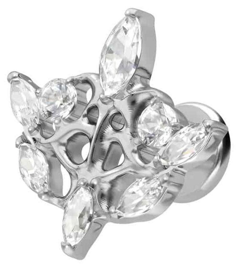 Ohrpiercing, Nasenpiercing Titan Labret mit Innengewinde GOTISCHES DESIGN Silber Stablänge: 8mm | Stabstärke: 1,2mm
