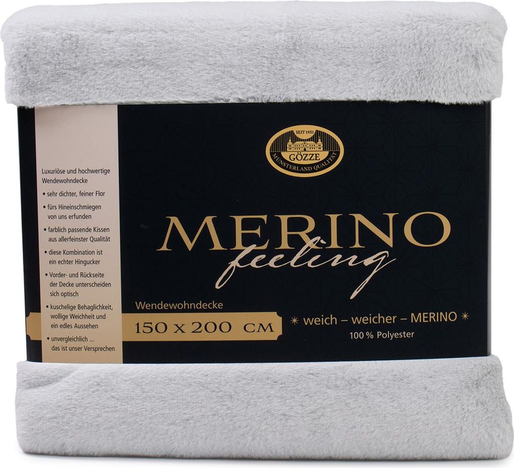 Gözze Merino Wendewohndecke silber 150 x 200 cm Produktbild 