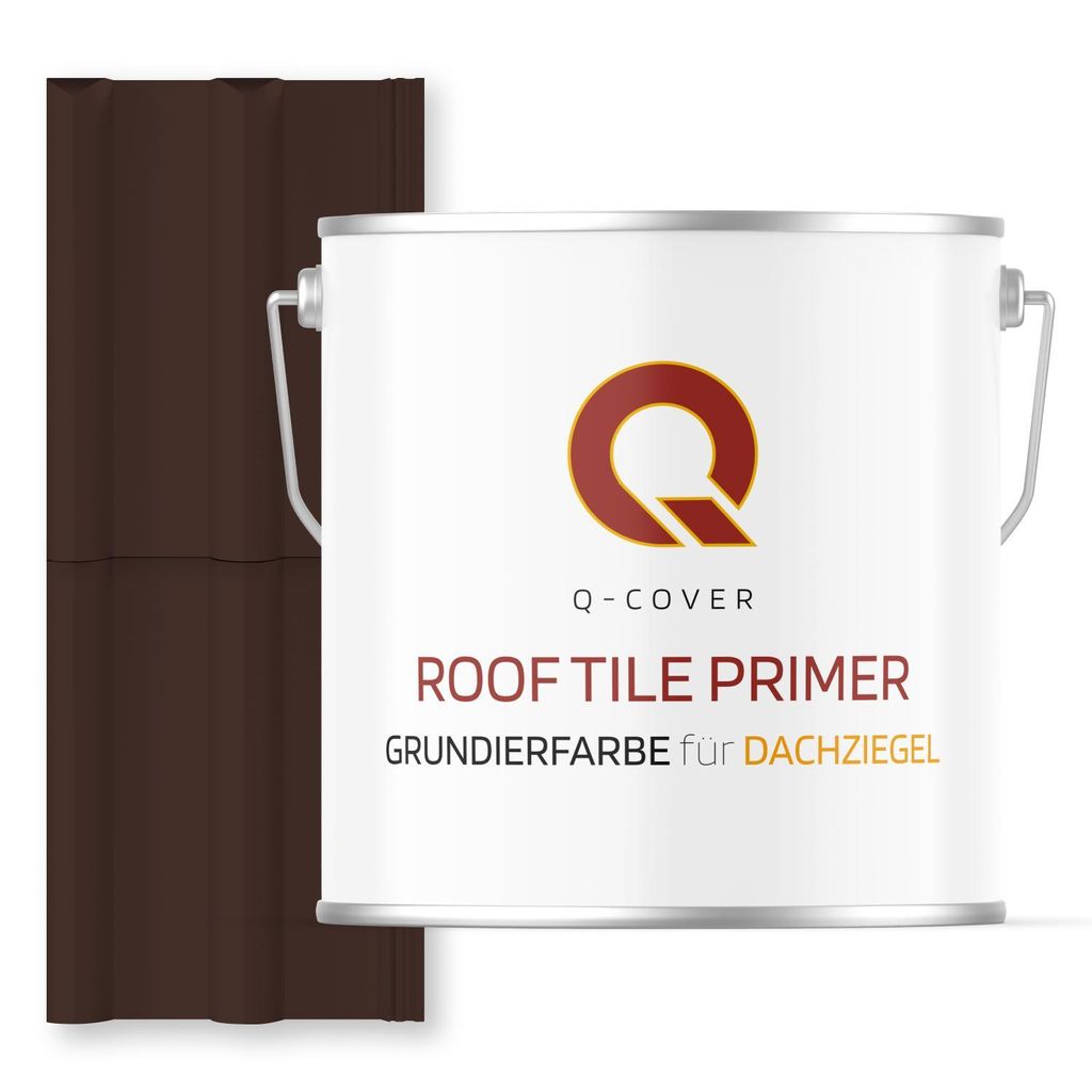 Grundierfarbe für Dachziegel Schokoladenbraun RAL 8017 5 L | wetterfeste Dachbeschichtung | für Ziegel, Beton, Eternit | UV-beständig | Q-COVER