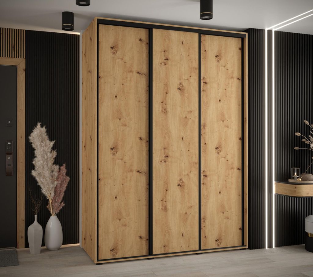 Kleiderschrank YVONA 1 - 180/60 cm, Eiche handwerklich / schwarz