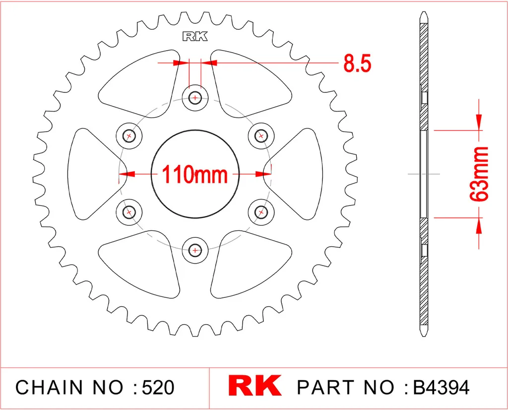 Pignon de sortie de boîte moto RK 4394 pour KTM Adventure et RC